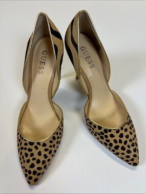 Guess Animal Print D’Orsay Pumps Cheetah Zebra Haircalf Heels Size 7.5